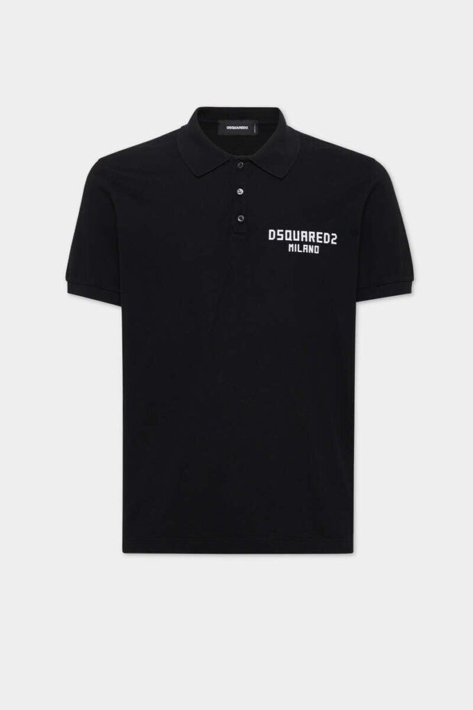 Barwiona koszulka polo Dsquared2 Milano o kroju tenisowym Barwiona koszulka polo Dsquared2 Milano o kroju tenisowym