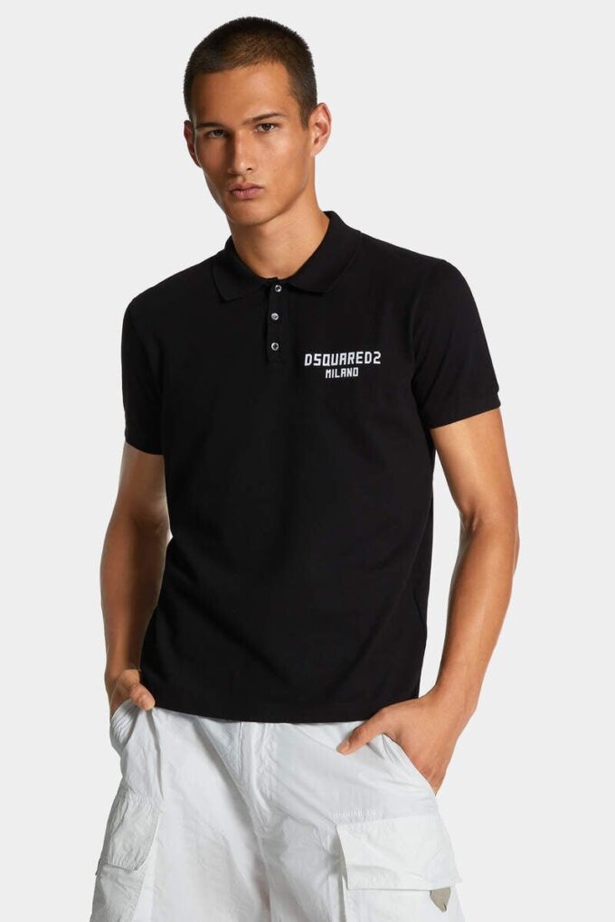 Barwiona koszulka polo Dsquared2 Milano o kroju tenisowym Barwiona koszulka polo Dsquared2 Milano o kroju tenisowym