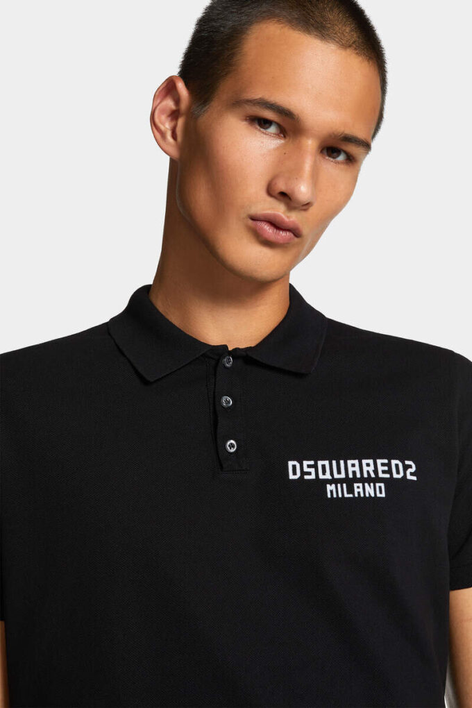 Barwiona koszulka polo Dsquared2 Milano o kroju tenisowym Barwiona koszulka polo Dsquared2 Milano o kroju tenisowym