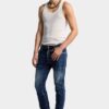 Biker Jean w średnim odcieniu czerwonego sprania