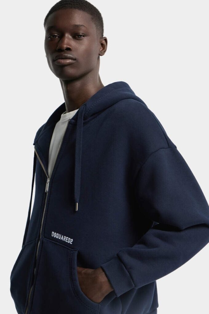 Bluza z kapturem i zamkiem Dsquared2 Logo o kroju boyfriend Bluza z kapturem i zamkiem Dsquared2 Logo o kroju boyfriend