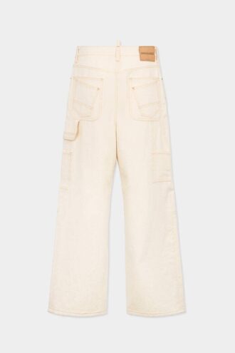Błyszczące, luźne jeansy typu carpenter w stylu raw wash