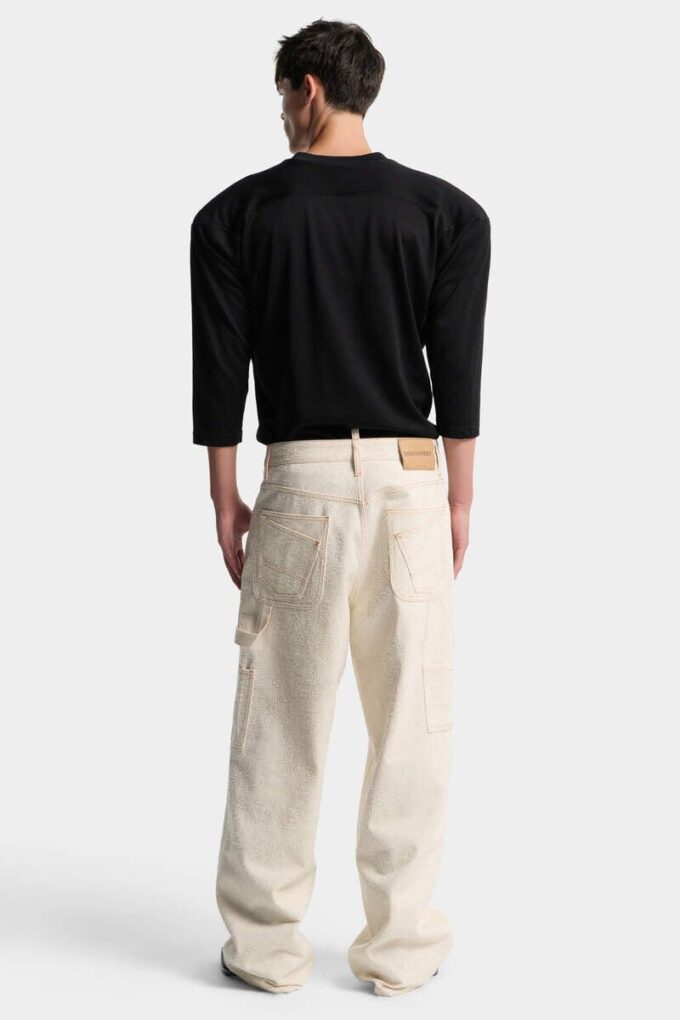 Błyszczące, luźne jeansy typu carpenter w stylu raw wash Błyszczące, luźne jeansy typu carpenter w stylu raw wash