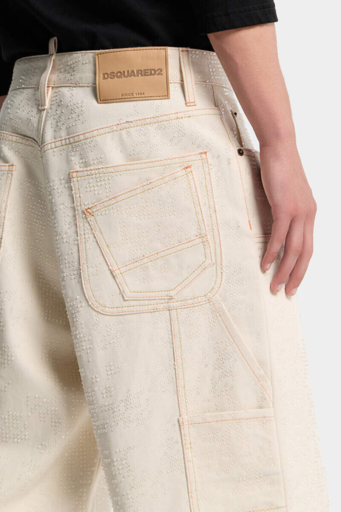 Błyszczące, luźne jeansy typu carpenter w stylu raw wash Błyszczące, luźne jeansy typu carpenter w stylu raw wash
