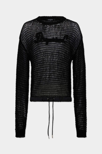 Charakterystyczny sweter z ażurowym wzorem marki Dsquared2