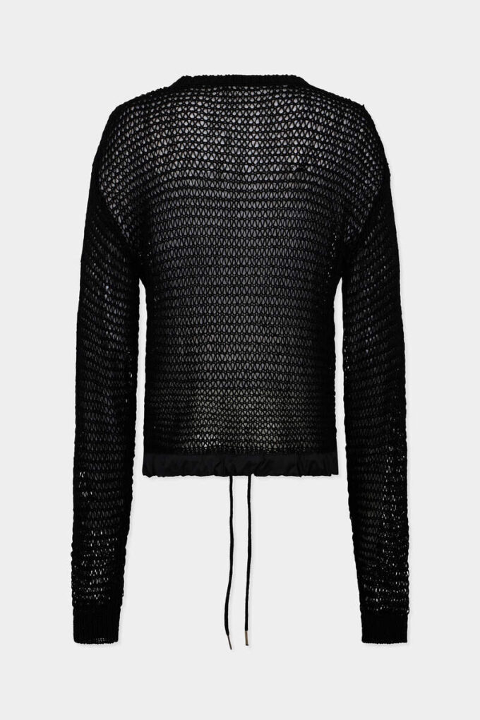 Charakterystyczny sweter z ażurowym wzorem marki Dsquared2