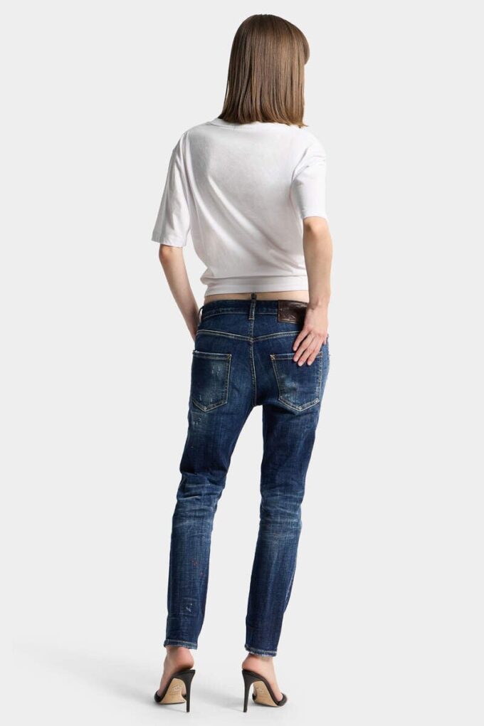 Ciemne jeansy Teddy w stylu buntownika