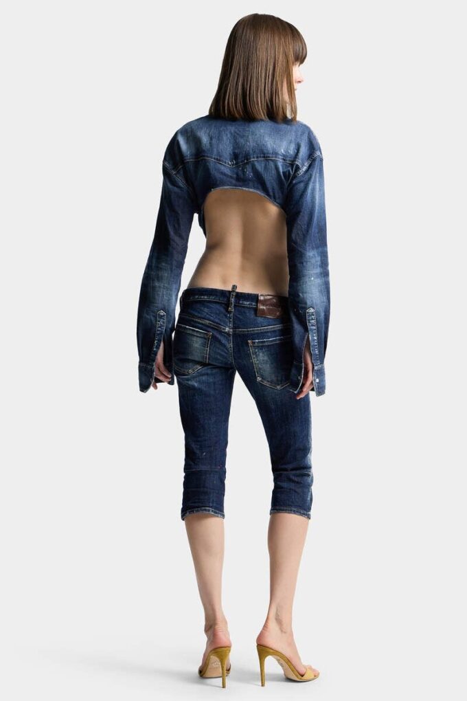 Ciemne letnie Jeansy z rozpiętym zamkiem Ciemne letnie Jeansy z rozpiętym zamkiem