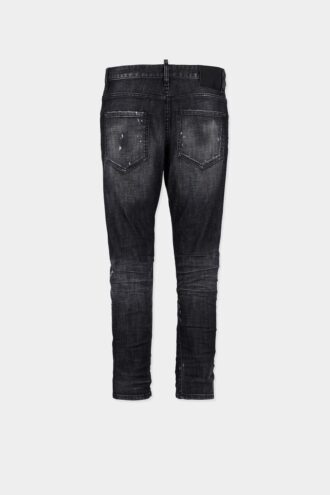 Czarne jeansy slim twist z efektem fog wash