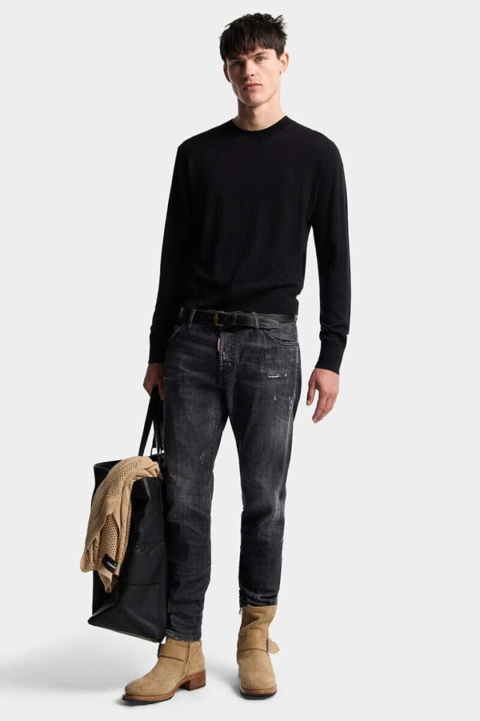 Czarne jeansy slim twist z efektem fog wash Czarne jeansy slim twist z efektem fog wash