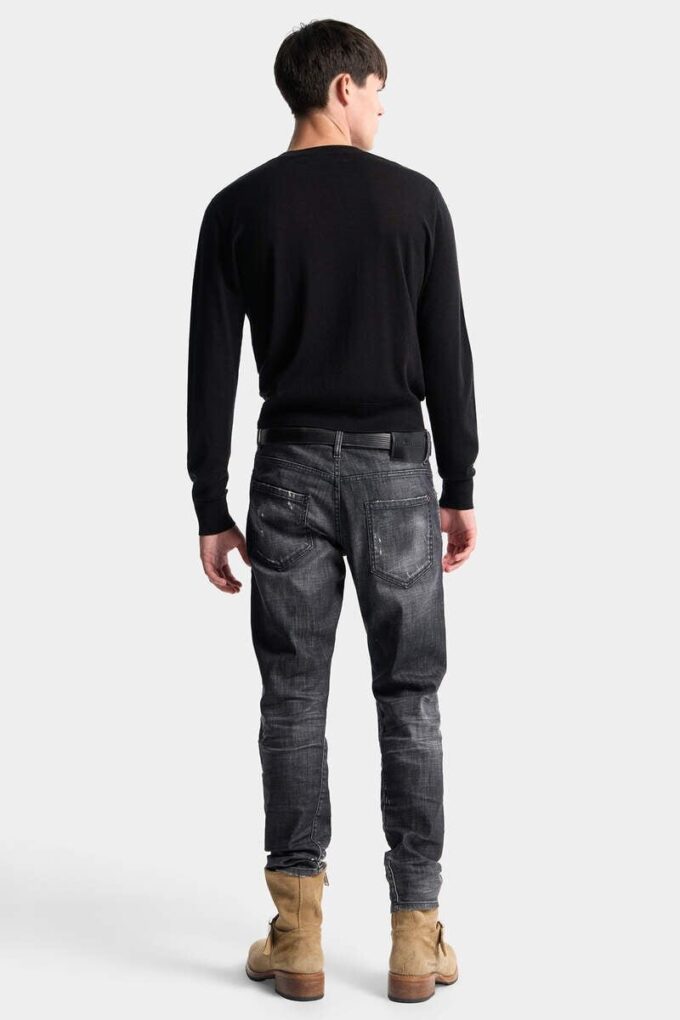 Czarne jeansy slim twist z efektem fog wash Czarne jeansy slim twist z efektem fog wash
