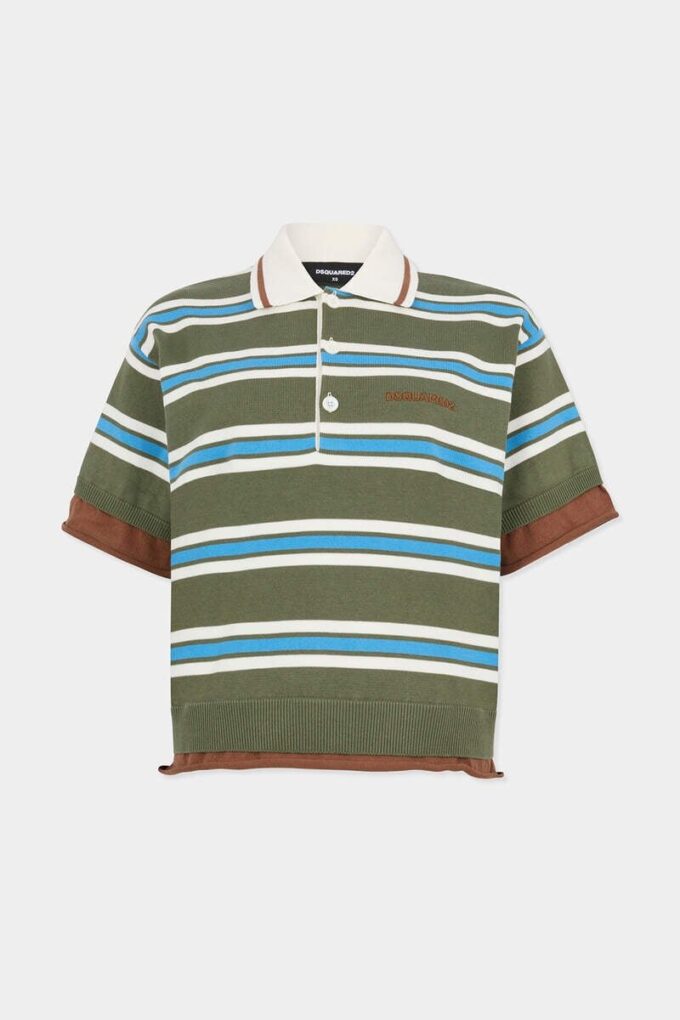 Dzianinowa koszulka polo w paski Dzianinowa koszulka polo w paski