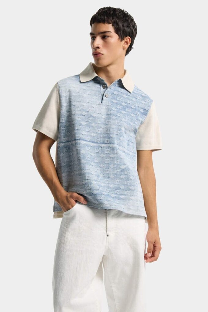 Dzianinowa koszulka polo z monogramem