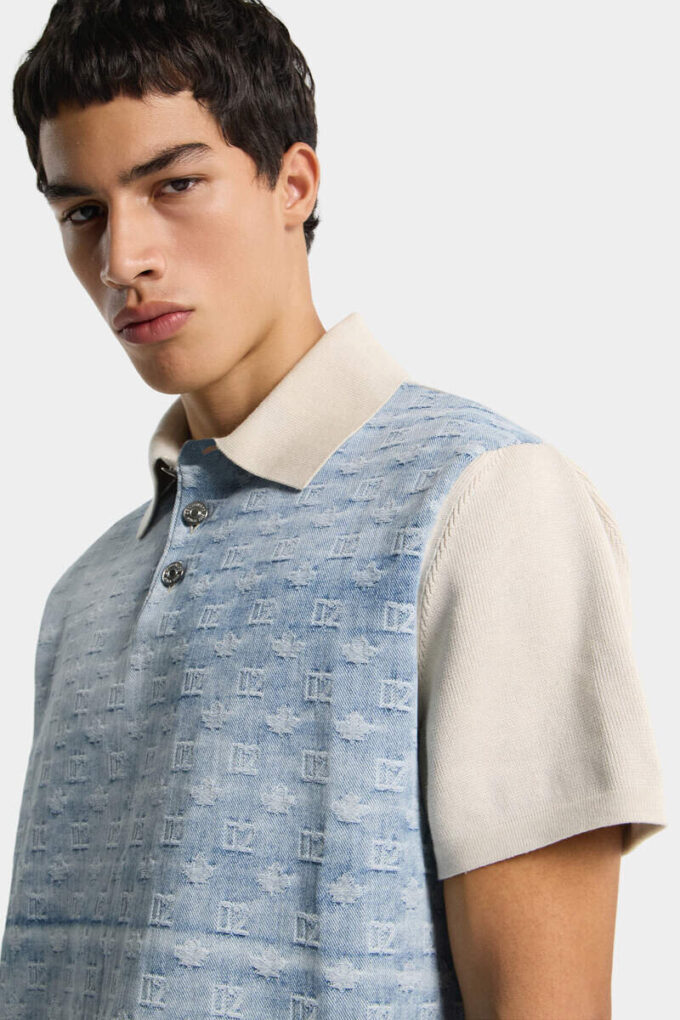 Dzianinowa koszulka polo z monogramem