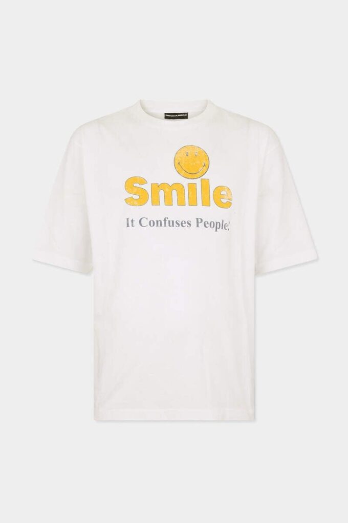 Koszulka Smiley X D2 z efektem sprania i postarzania, luźny krój