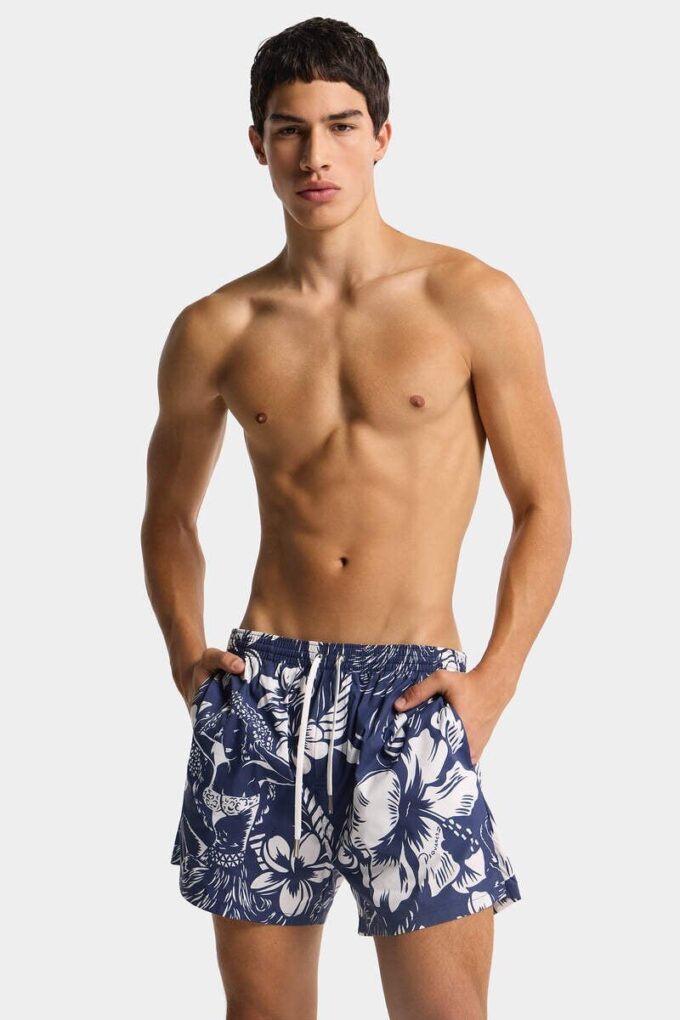 Kąpielówki typu boxer Midi z motywem tańczących kwiatów