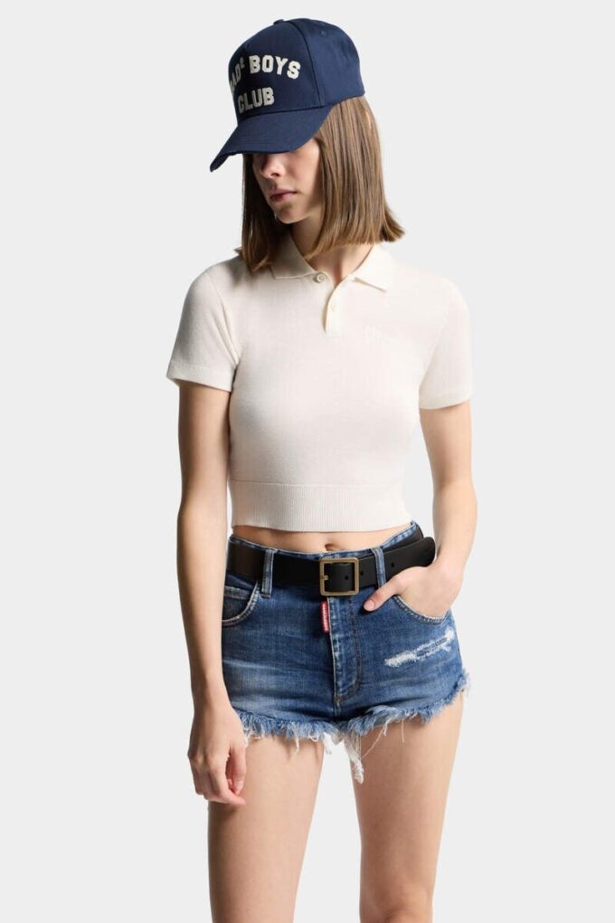 Krótka dzianinowa koszulka polo
