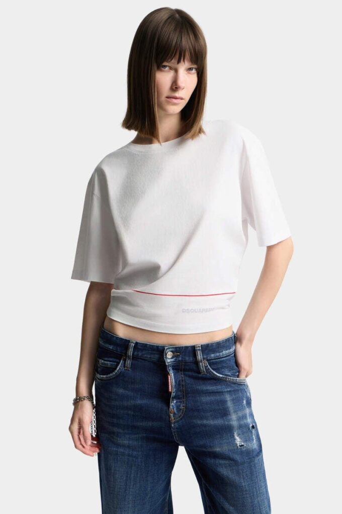 Krótka koszulka Dsquared2 Tape o luźnym kroju