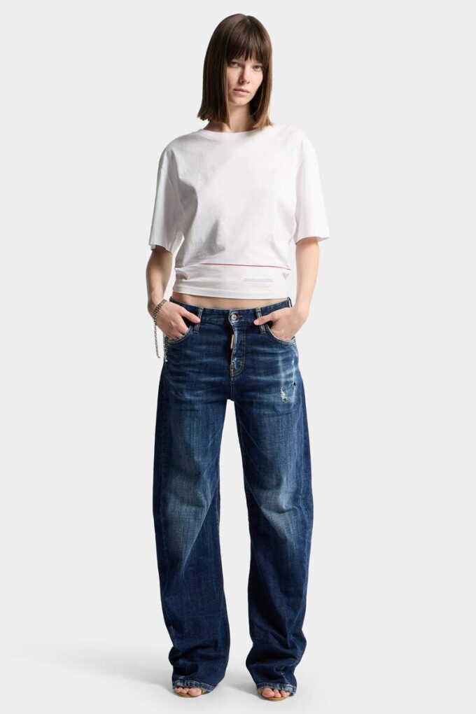 Krótka koszulka Dsquared2 Tape o luźnym kroju