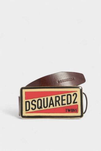 Pasek z plakietką z logo Dsquared2