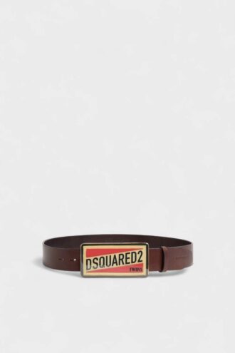Pasek z plakietką z logo Dsquared2