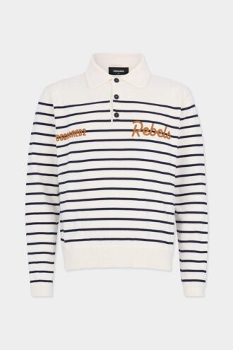Polo w paski z długim rękawem