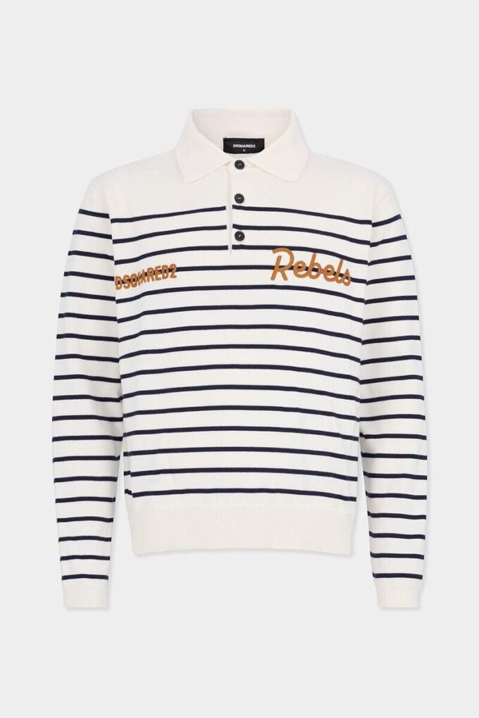 Polo w paski z długim rękawem