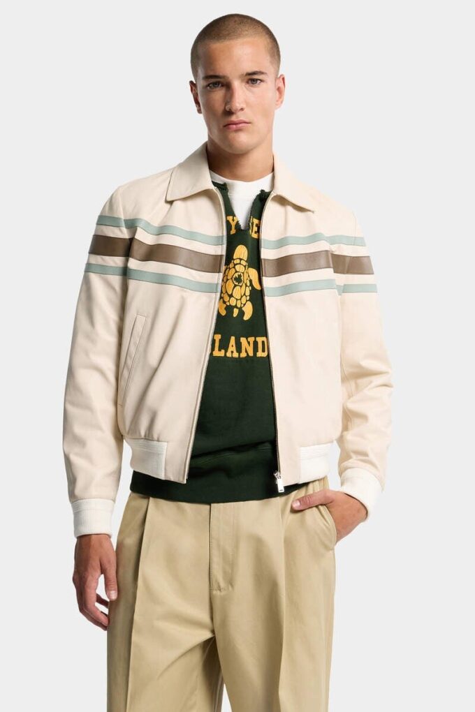 Preppy skórzana kurtka typu blouson