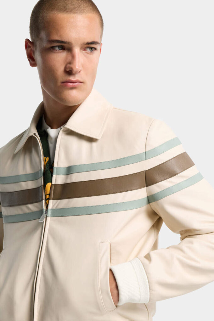 Preppy skórzana kurtka typu blouson