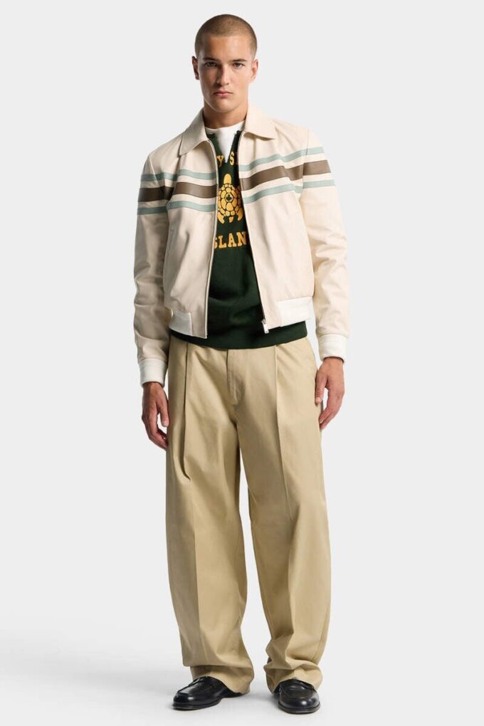 Preppy skórzana kurtka typu blouson