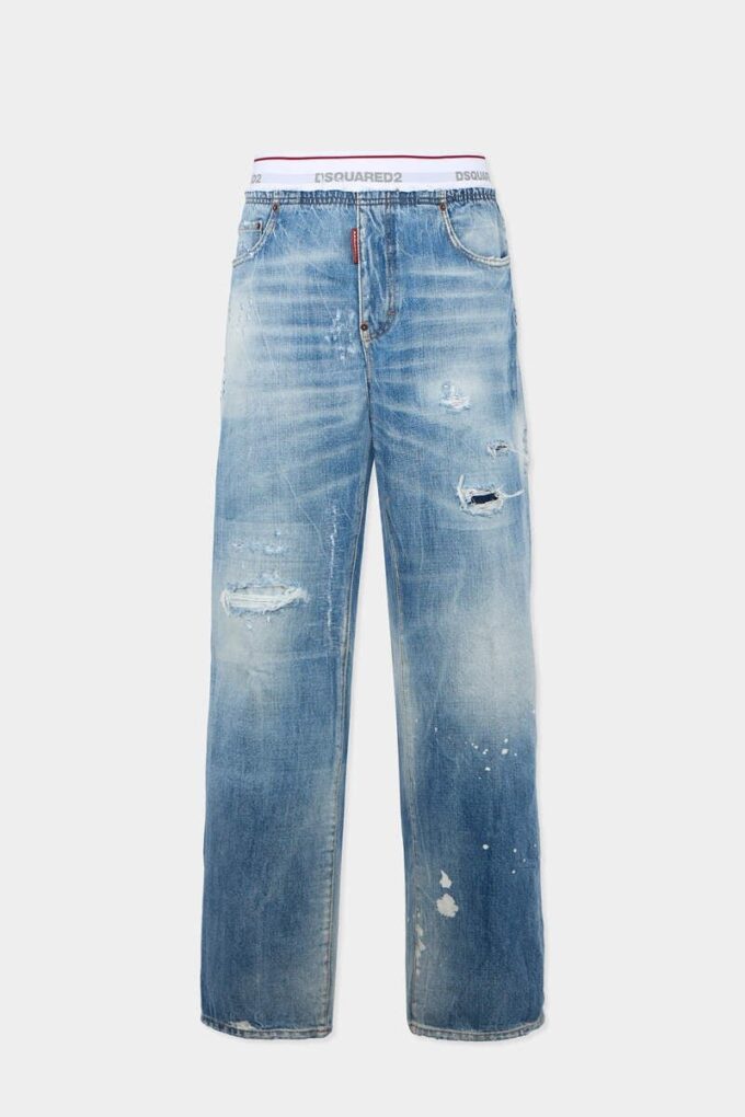Spodnie dresowe z jasnego denimu