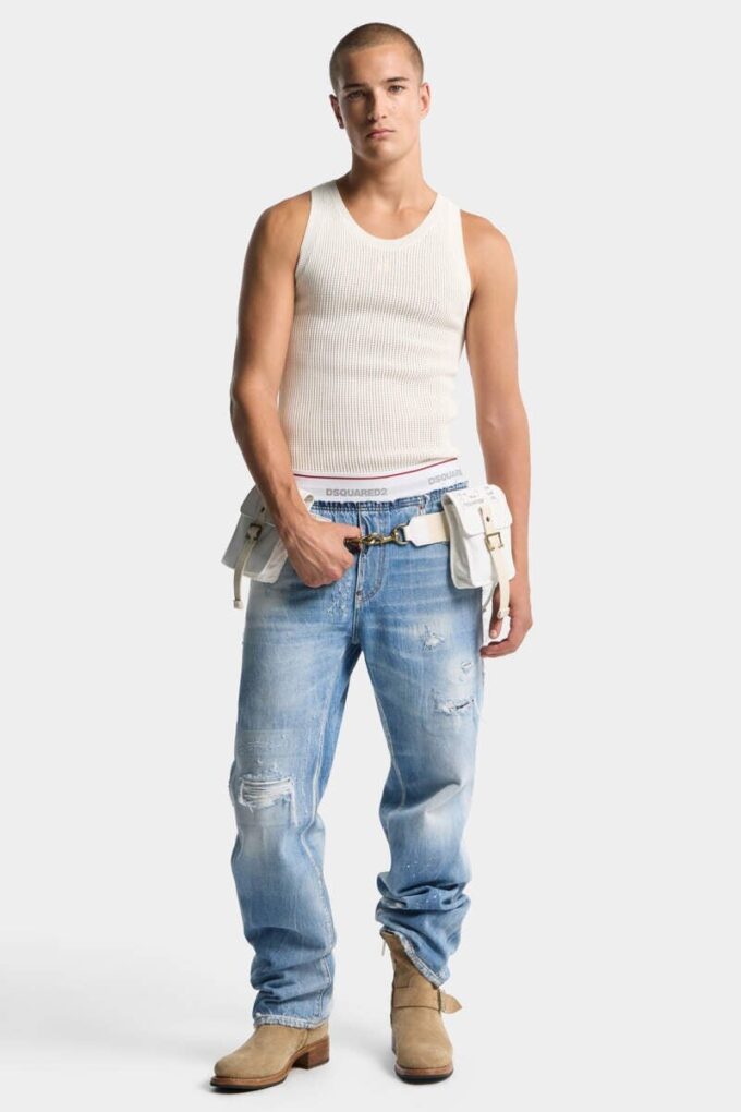 Spodnie dresowe z jasnego denimu