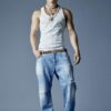 Spodnie dresowe z jasnego denimu