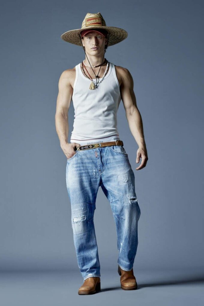 Spodnie dresowe z jasnego denimu