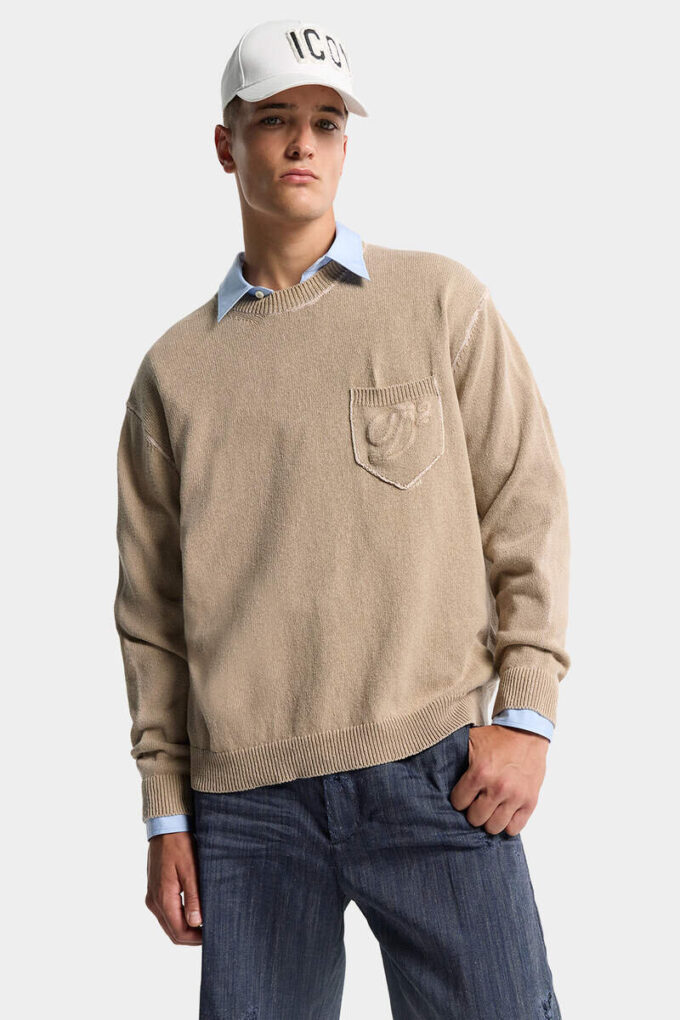 Sweter z charakterystycznym ściegiem jerseyowym Dsquared2 Sweter z charakterystycznym ściegiem jerseyowym Dsquared2