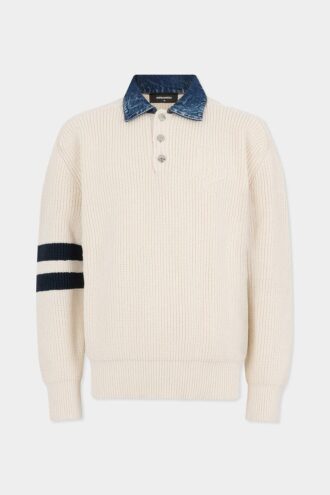 Sweter z dzianiny D2 z domieszką dżinsu Sweter z dzianiny D2 z domieszką dżinsu
