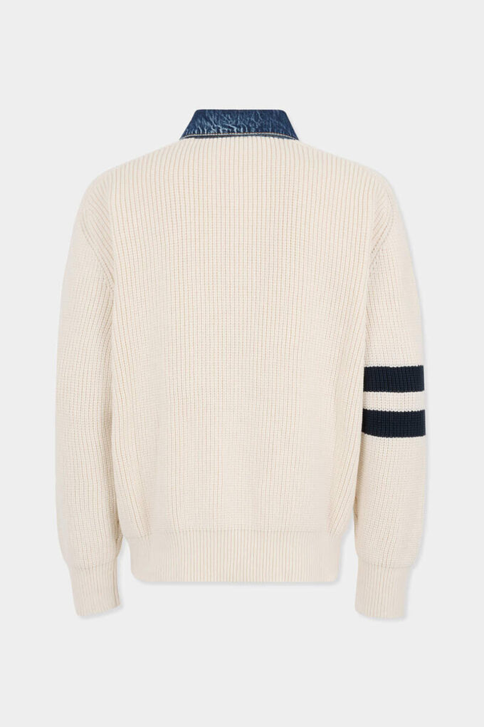 Sweter z dzianiny D2 z domieszką dżinsu