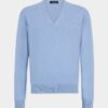 Sweter z dzianiny z dekoltem w serek