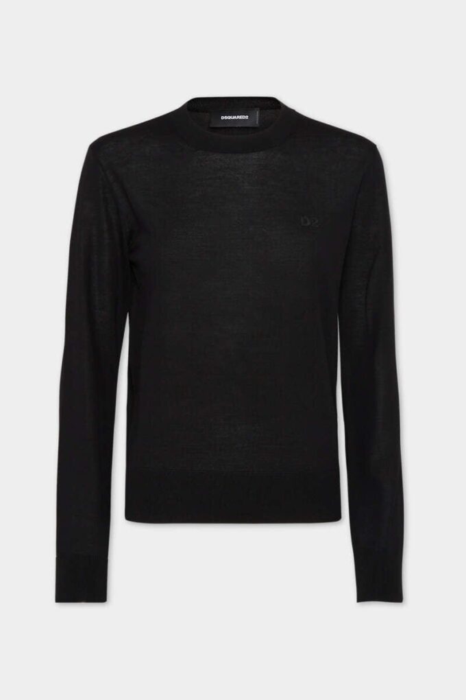 Sweter z wełny D2 z okrągłym dekoltem