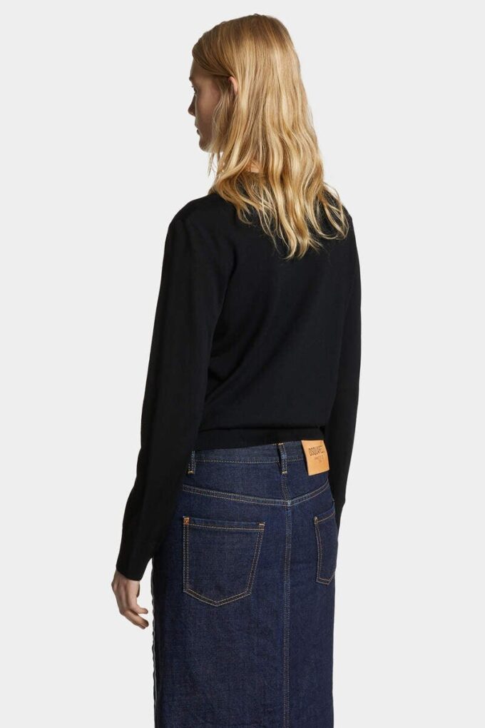 Sweter z wełny D2 z okrągłym dekoltem