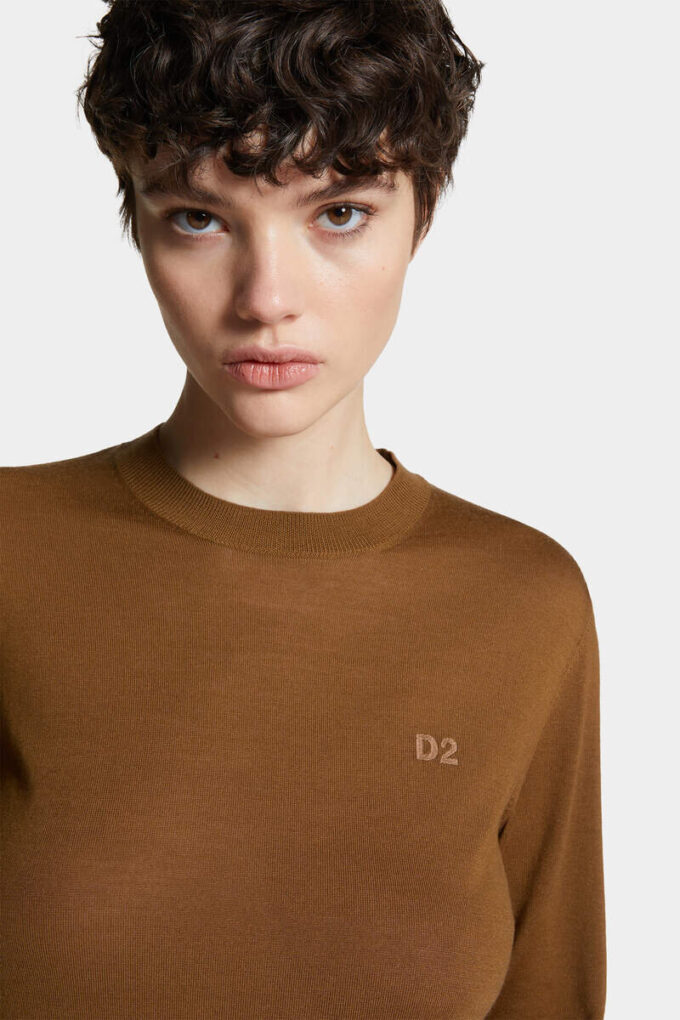 Sweter z wełny D2 z okrągłym dekoltem