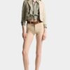 Szorty z wysokim stanem z dżinsu typu oxford